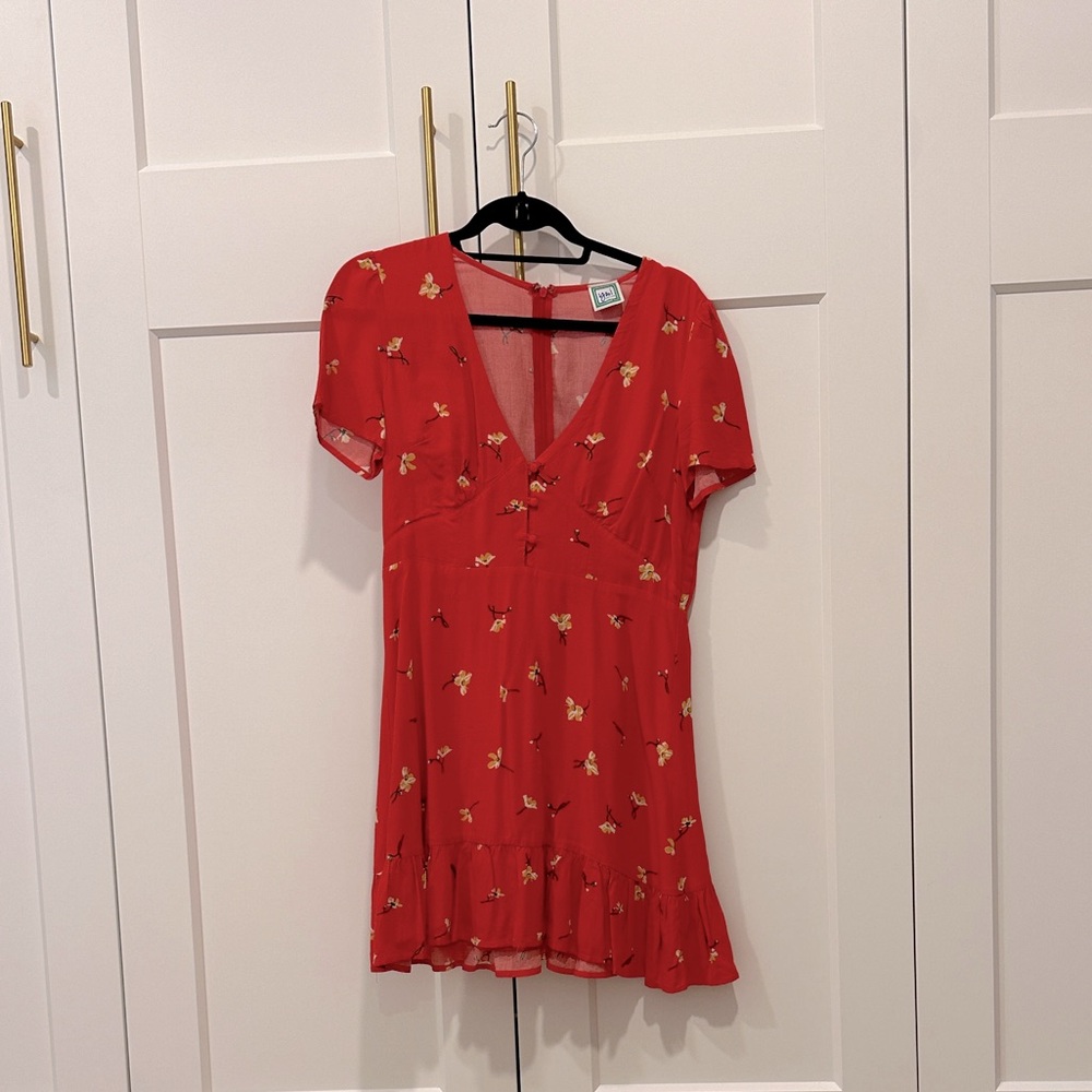 Red Floral Mini Dress | Size M